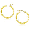 14k Yellow Gold Diamond Cut Hoop Earrings (25mm)